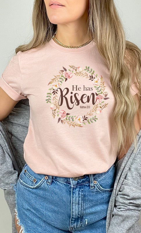 Floral He Has Risen Easter Graphic Tee