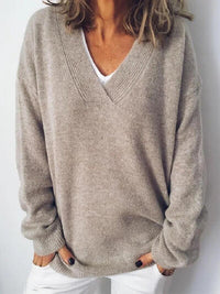 V-Neck Dropped Shoulder Sweater