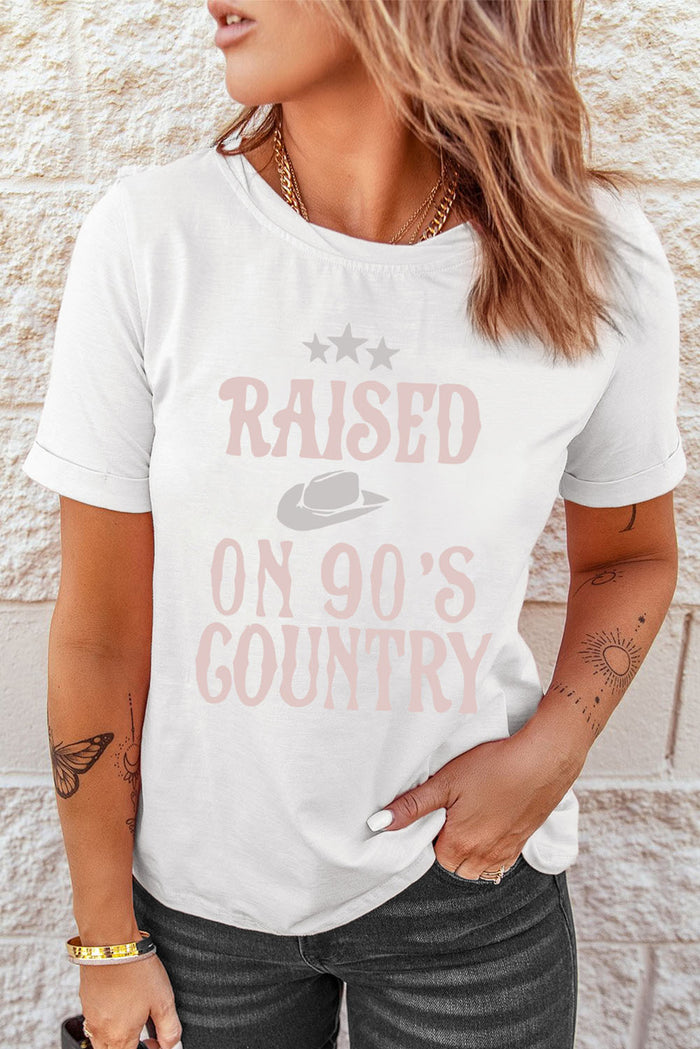 Raised on 90's Country Graphic Cuffed Tee