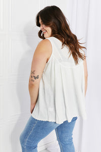 Sweet Lovely by Jen Hydrangea Full Size Lace Trim Tank in Ivory