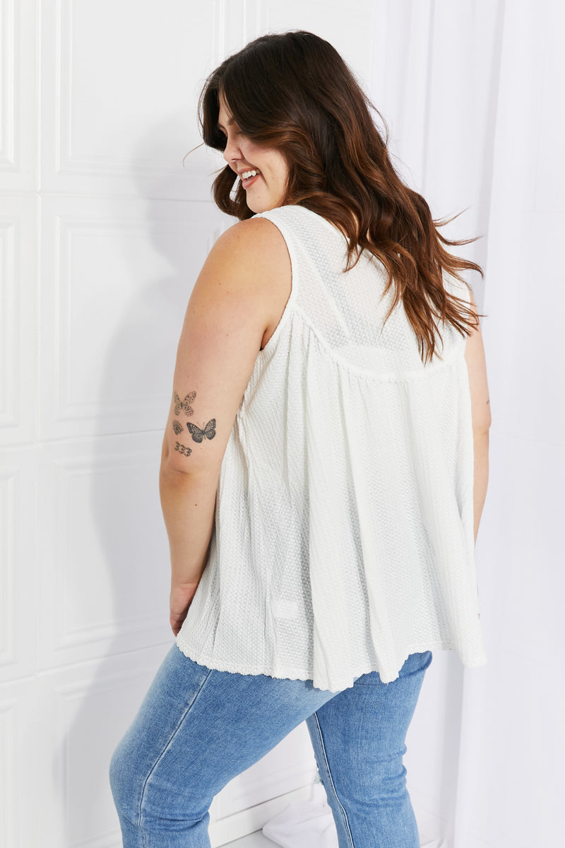 Sweet Lovely by Jen Hydrangea Full Size Lace Trim Tank in Ivory
