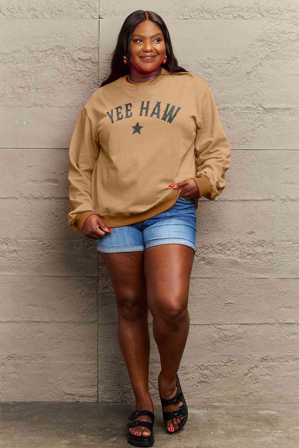 Simply Love Full Size YEEHAW Graphic Round Neck Sweatshirt