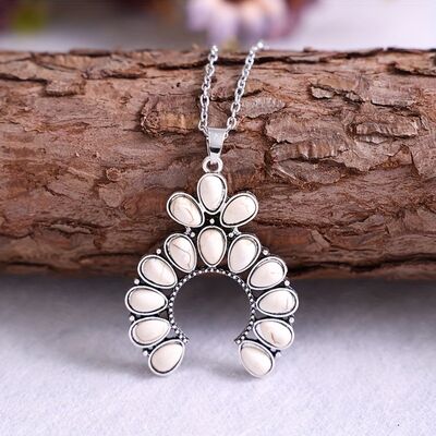 Artificial White Turquoise Alloy Geometric Necklace