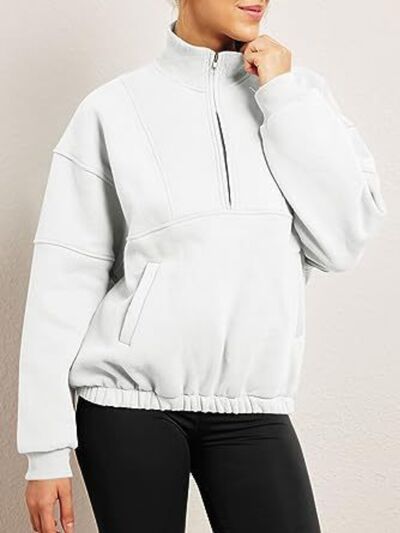 Half Zip Dropped Shoulder Sweatshirt