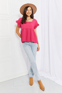 Petal Dew Peony Spritz Full Size Square Neck Blouse
