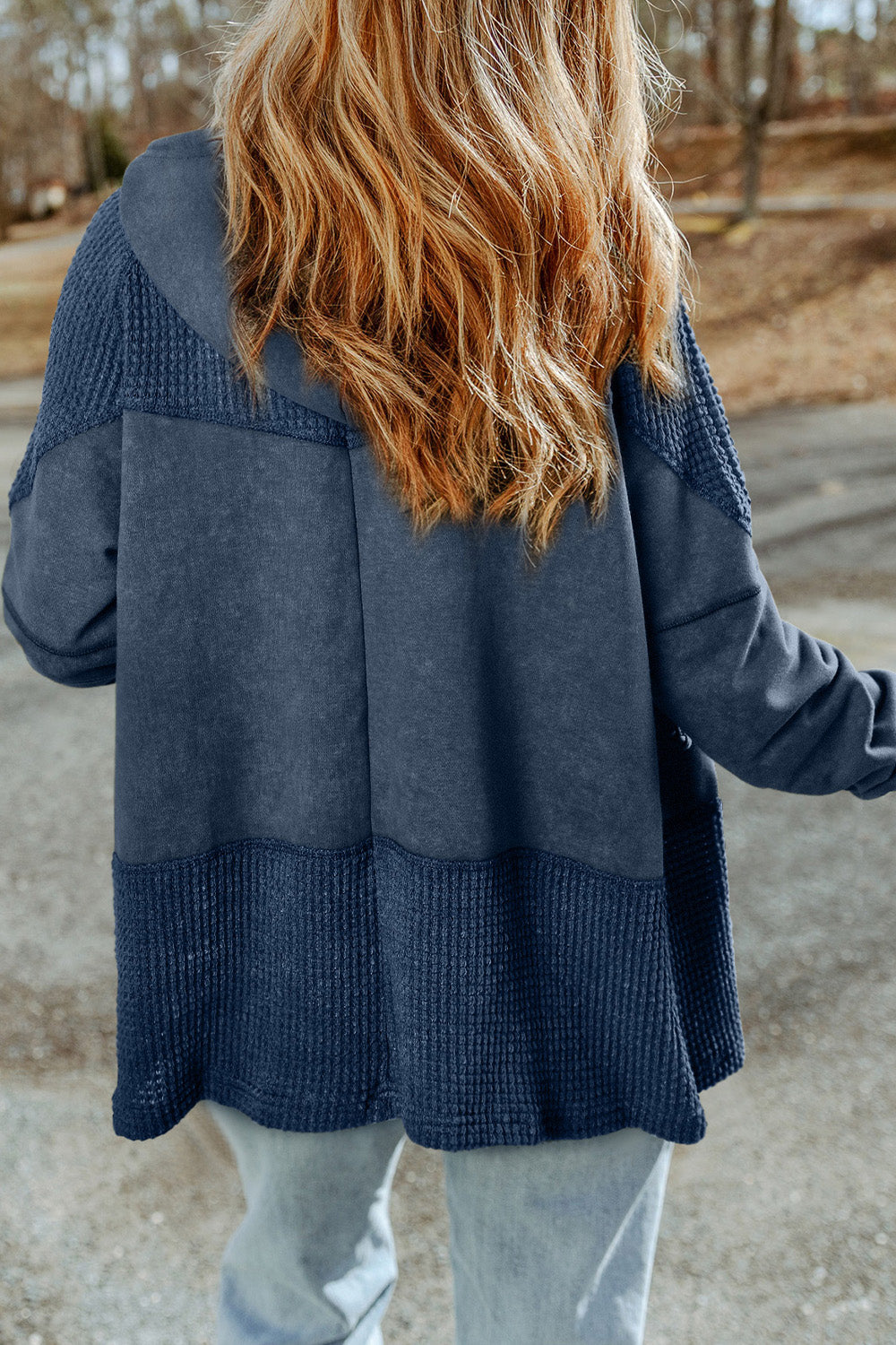 Zip-Up Drawstring Color Block Hooded Jacket
