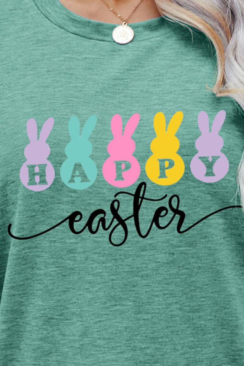 HAPPY EASTER Graphic Round Neck T-Shirt