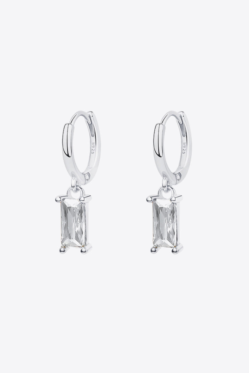 Retro 925 Sterling Silver Cubic Zirconia Drop Earrings