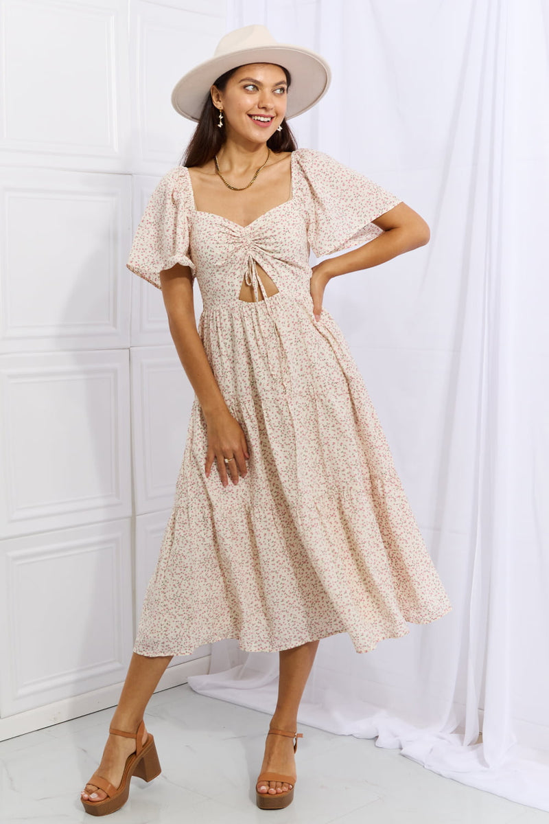 HEYSON Let It Grow Full Size Floral Tiered Ruffle Midi Dress