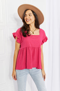 Petal Dew Peony Spritz Full Size Square Neck Blouse