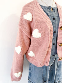 Loverly Pink Heart Cropped Cardigan - ETA 1/11
