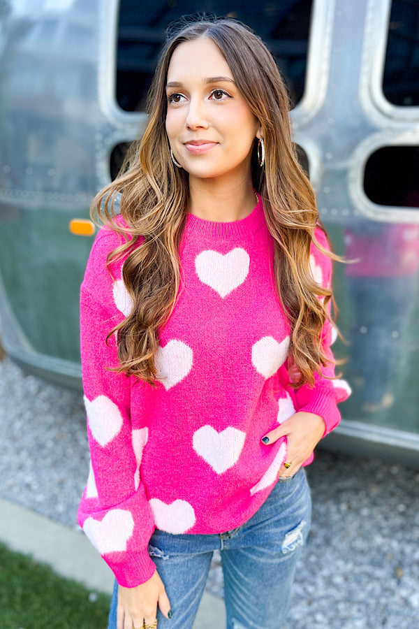 Hot Pink Heart Sweater