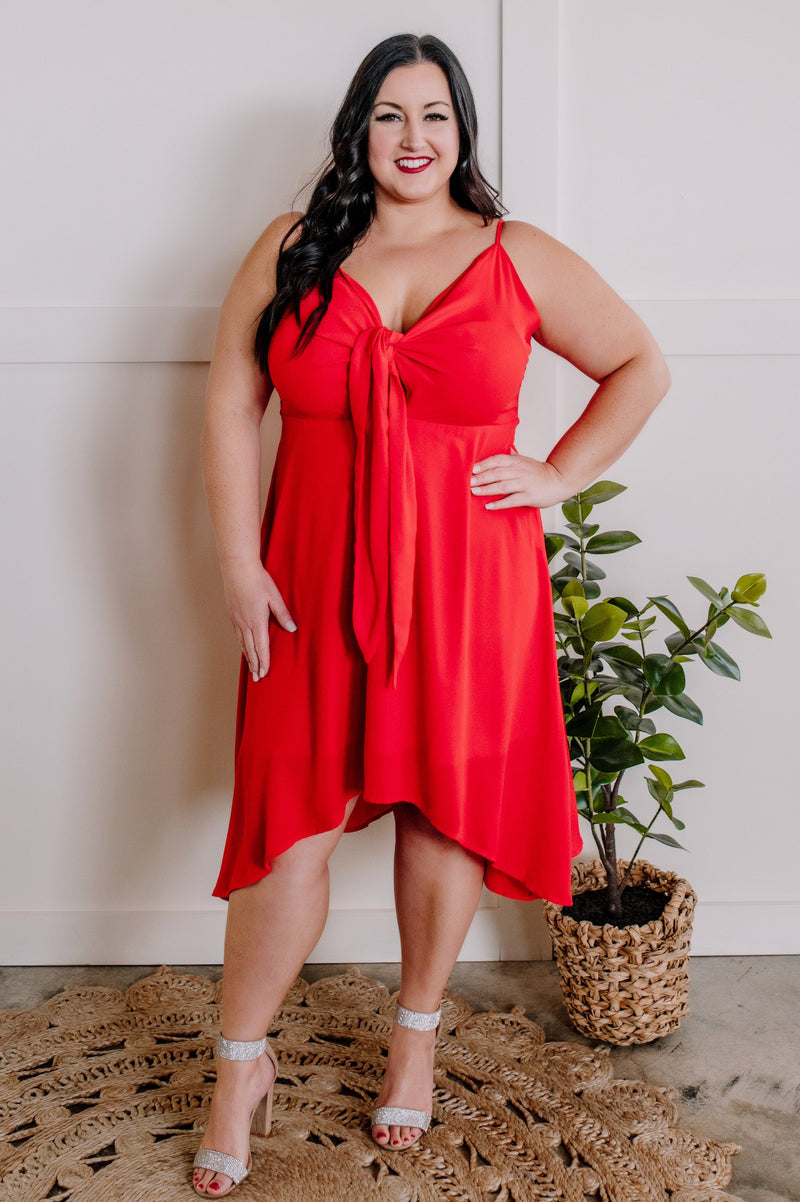 1.10 Tie Front Dress In Valentine Red