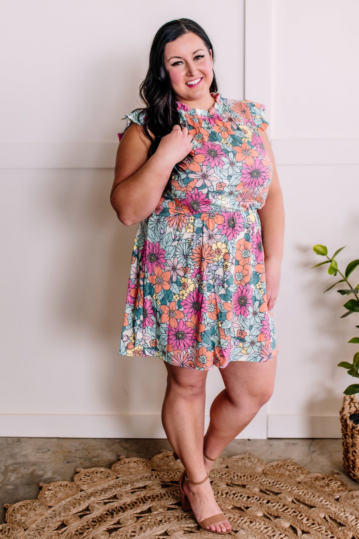 1.17 Soft Flutter Sleeve Dress In Cabbage Patch Florals