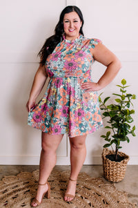 1.17 Soft Flutter Sleeve Dress In Cabbage Patch Florals