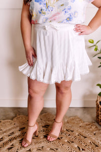 1.19 Crochet Trim Flare Skort In Beach White