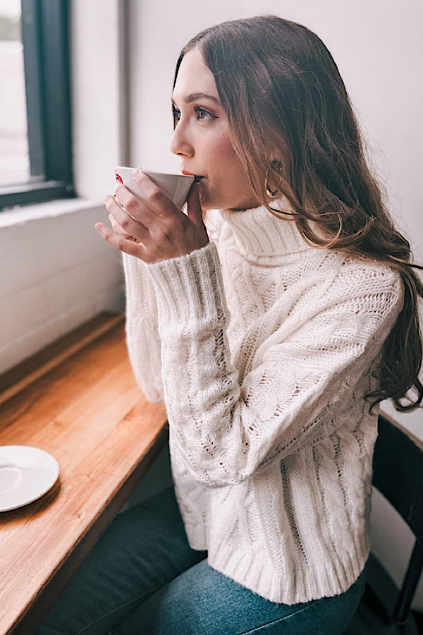 Sarah Cream Cable Knit Sweater