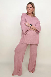 Umgee Wide Sleeve Knit Sweater With Side Slits