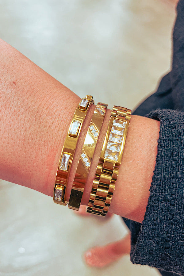 Natural Elements Gold Crystal Watch Band Bracelet
