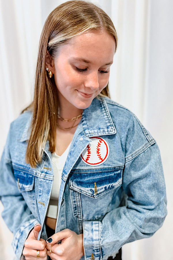 Chenille Baseball Patch Denim Jacket