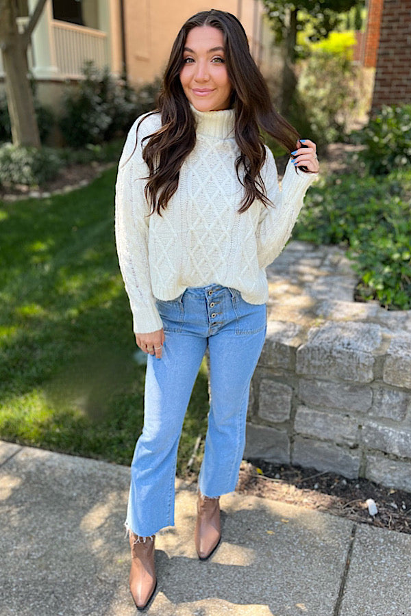 Sarah Cream Cable Knit Sweater