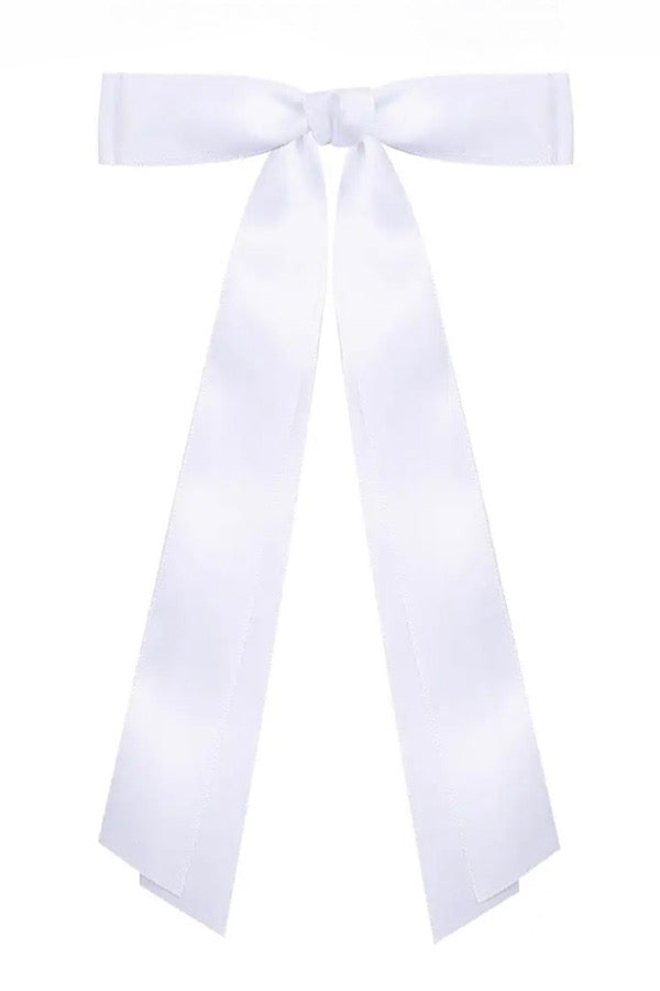 Take a Bow White Satin Hair Bow - ETA 1/5