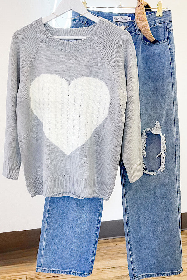 Lover Boy Gray Heart Sweater