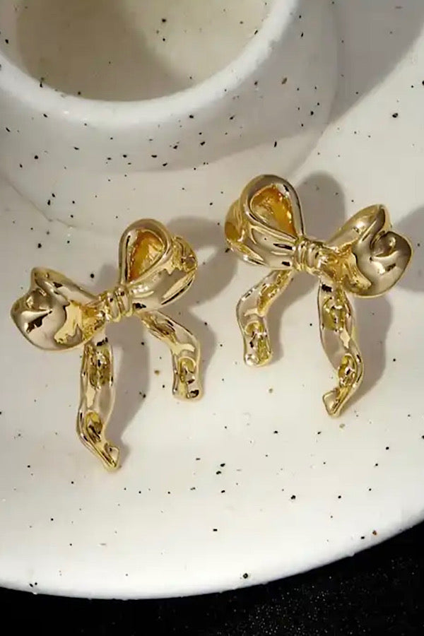 Natural Elements Gold Bow Stud Earrings - ETA 2/12