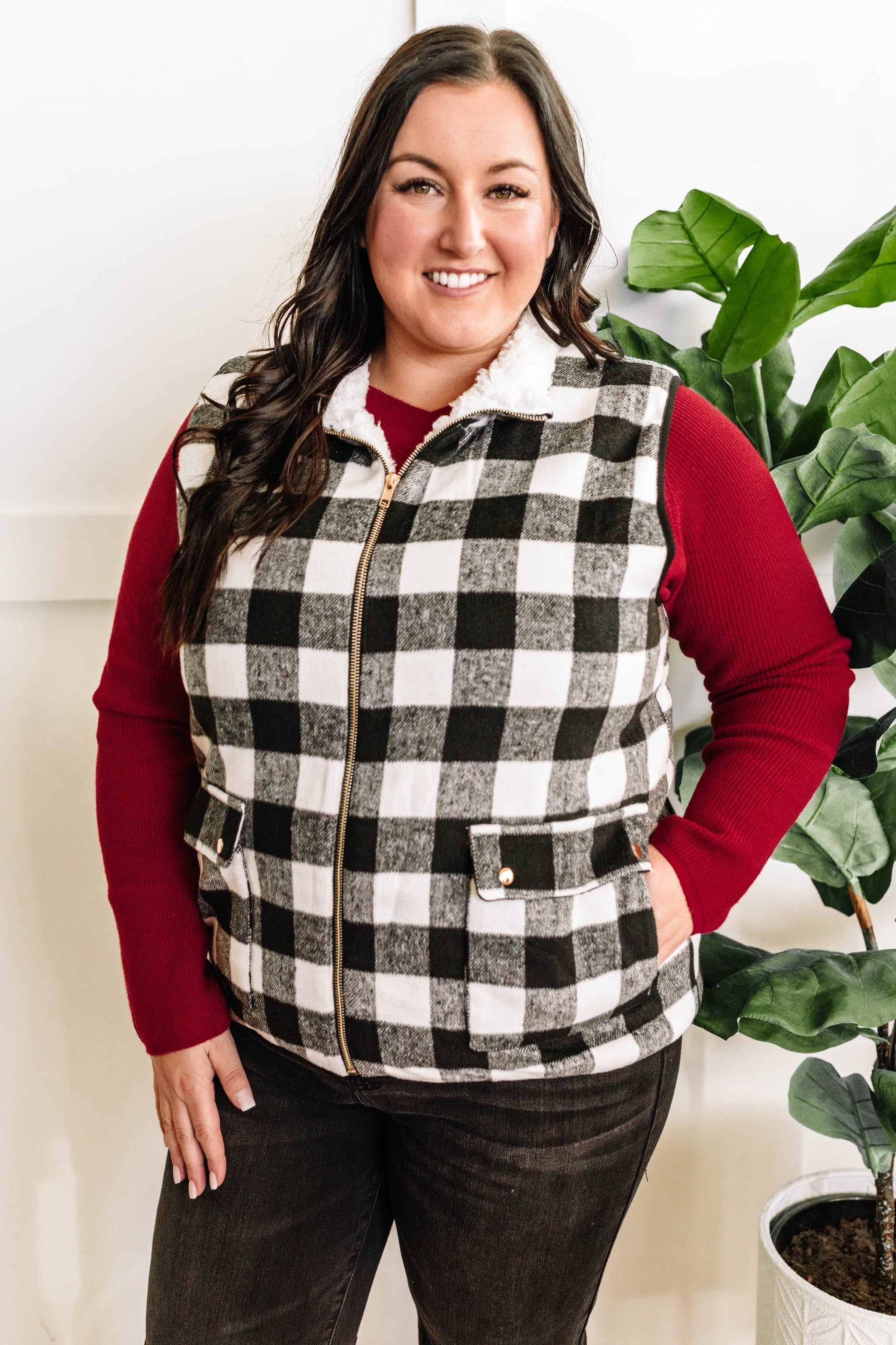 Buffalo plaid 2024 vest plus size