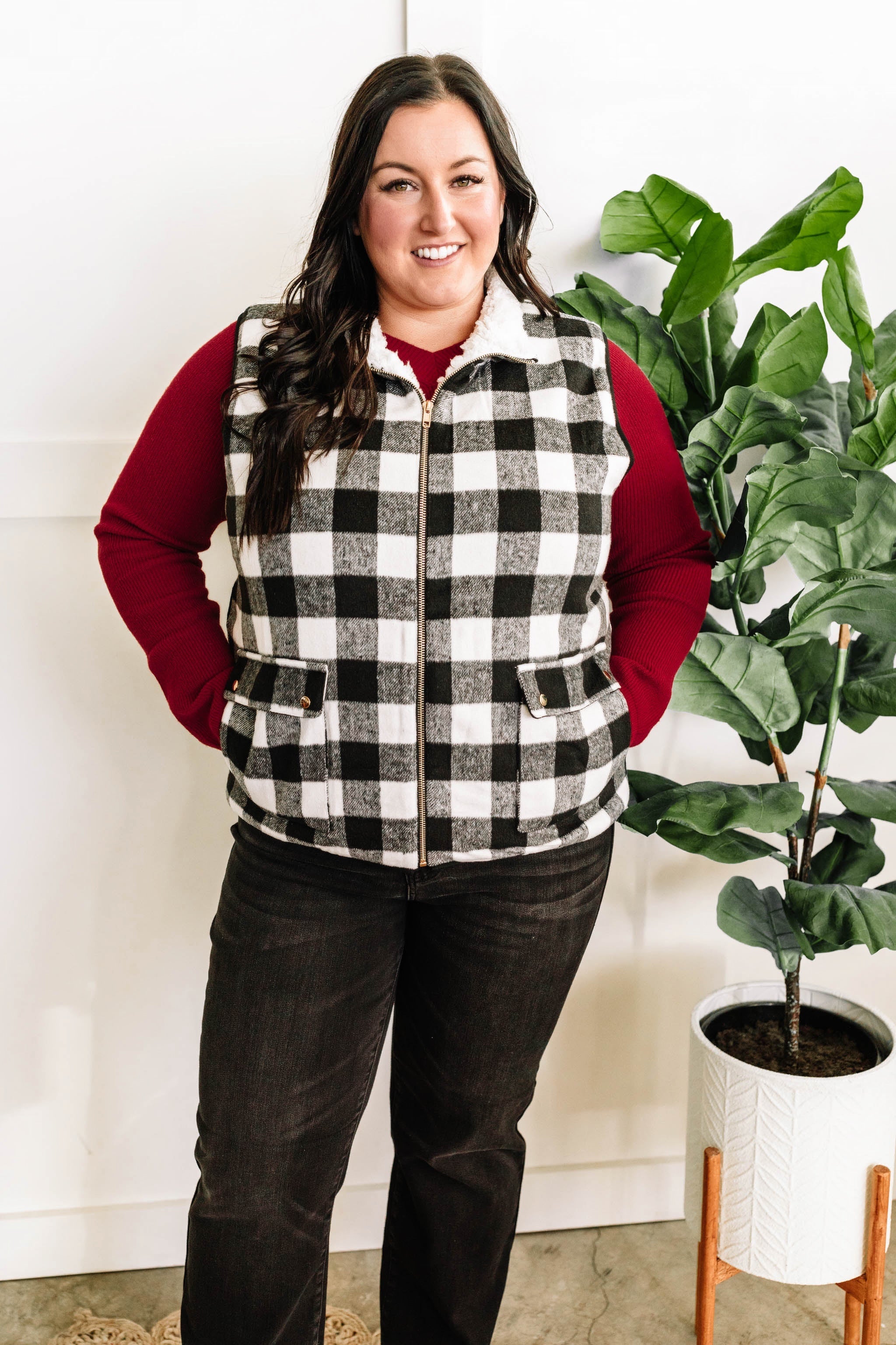 Buffalo plaid vest discount plus size