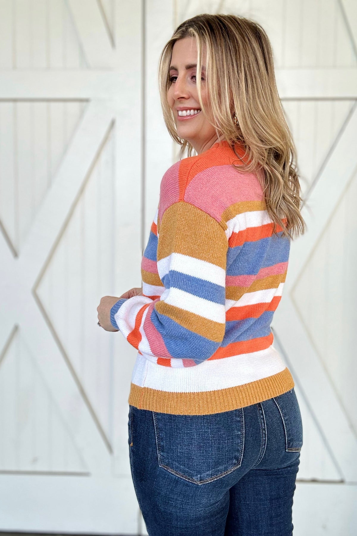 The Daniella Sweater, Pink Stripe
