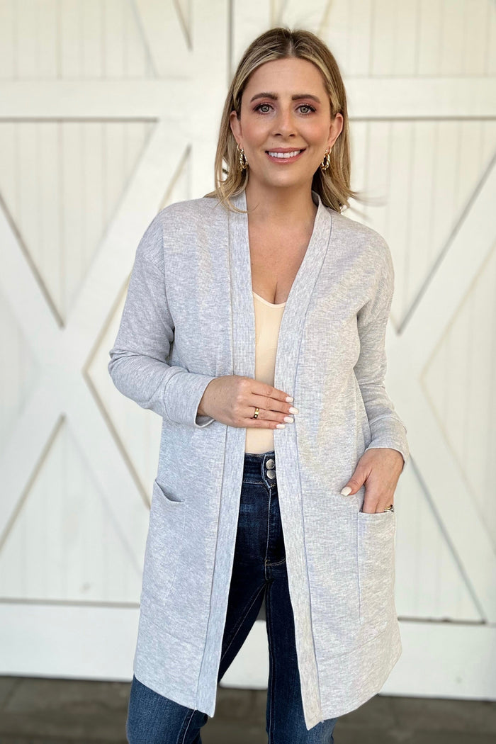 The One You Love Thermal Knit Cardigan, Grey