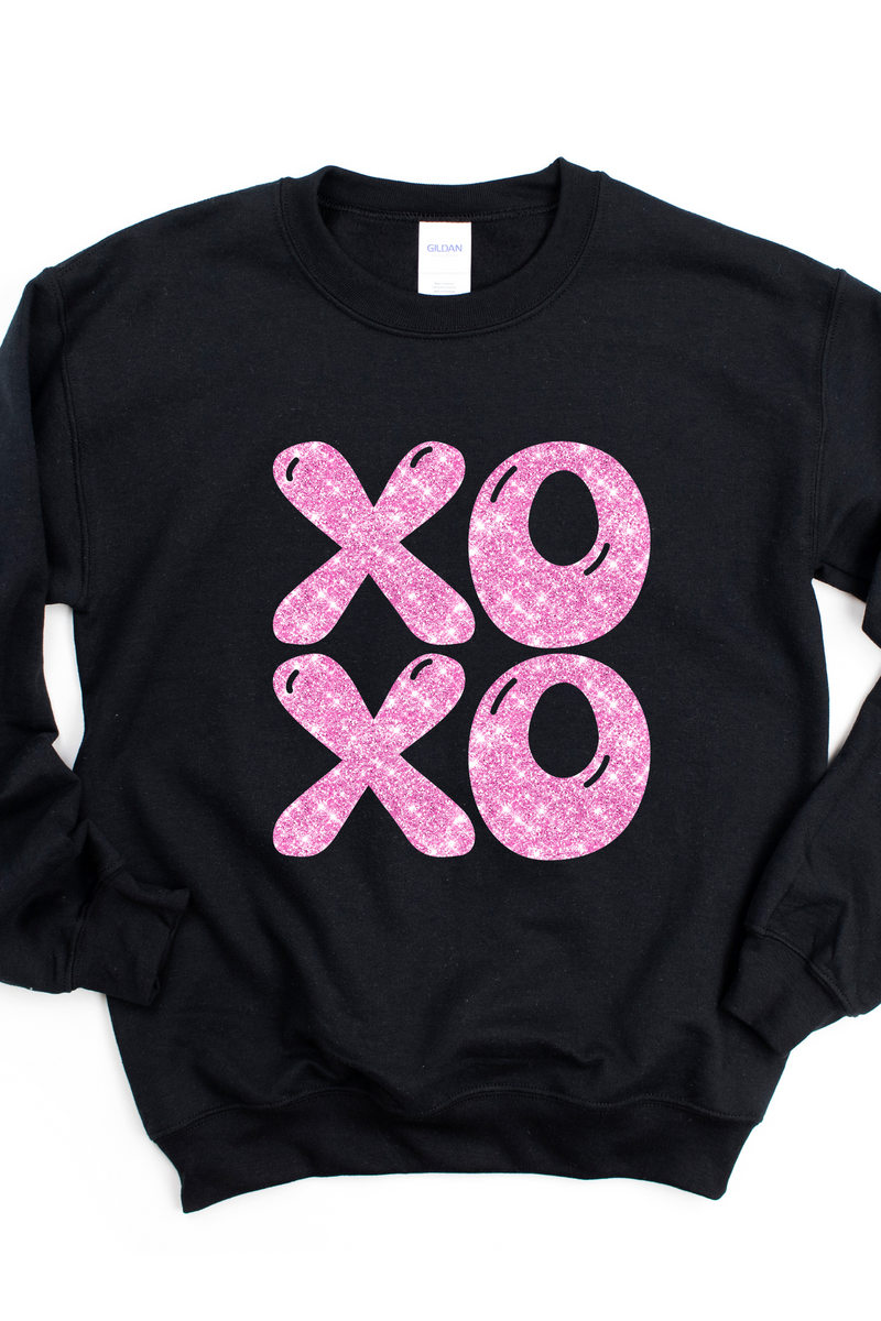 XOXO PINK FAUX SEQUIN SWEATSHIRT