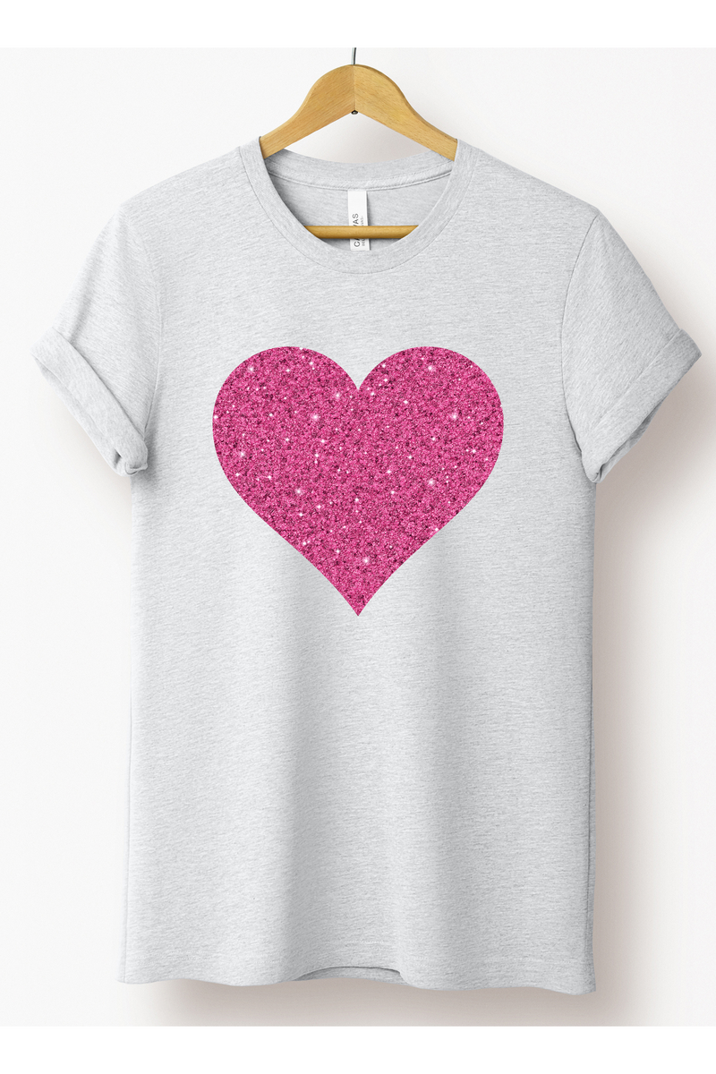 FAUX SPARKLE HEART TEE(BELLA CANVAS)