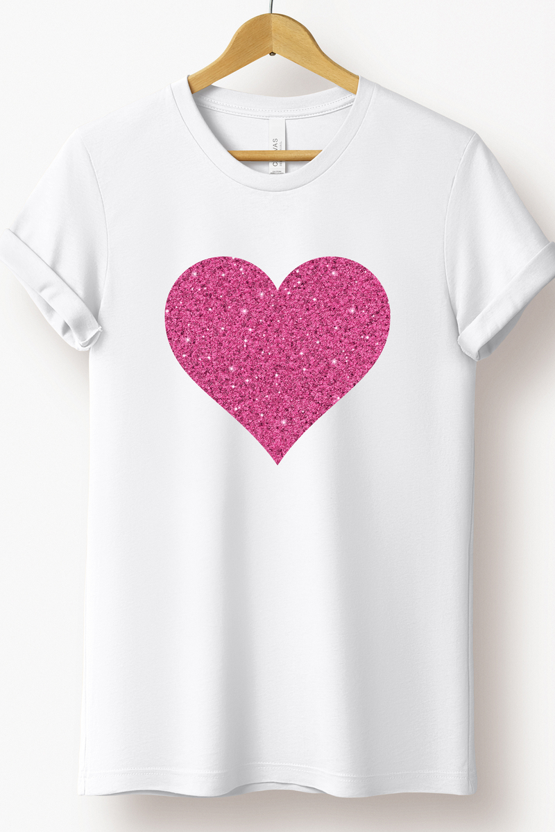 FAUX SPARKLE HEART TEE(BELLA CANVAS)