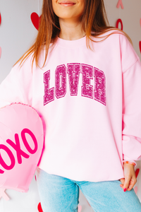 LOVER FAUX GLITTER SWEATSHIRT