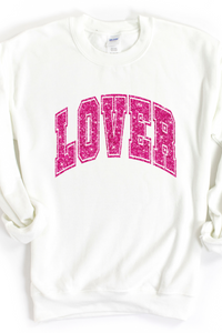 LOVER FAUX GLITTER SWEATSHIRT