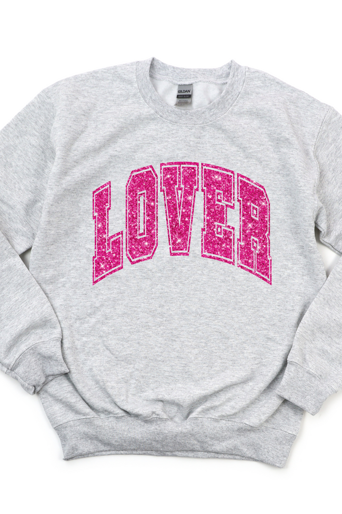 LOVER FAUX GLITTER SWEATSHIRT