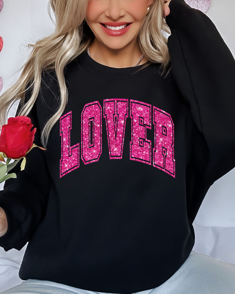 LOVER FAUX GLITTER SWEATSHIRT