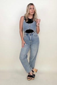 Davi & Dani Open Cut Denim Overall Pants