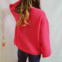 Openwork Boat Neck Long Sleeve Sweater