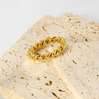 18K Gold Plated Woven Twist Ring (With Box)