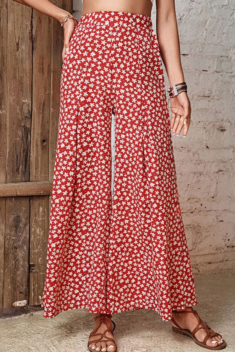 Floral High-Rise Wide Leg Flare Pants