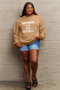 Simply Love Full Size LEFTOVERS ARE FOR QUITTERS Graphic Sweatshirt