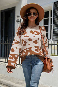 Leopard Drop Shoulder Sweater