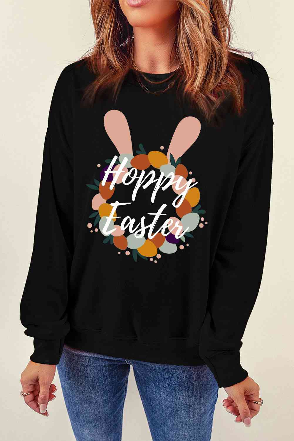 HOPPY EASTER Graphic Dropped Shoulder Sweatshirt