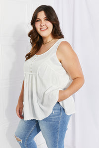 Sweet Lovely by Jen Hydrangea Full Size Lace Trim Tank in Ivory