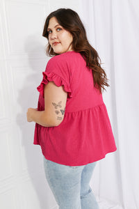 Petal Dew Peony Spritz Full Size Square Neck Blouse