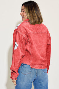 Ball Sequin Dropped Shoulder Raw Hem Jacket