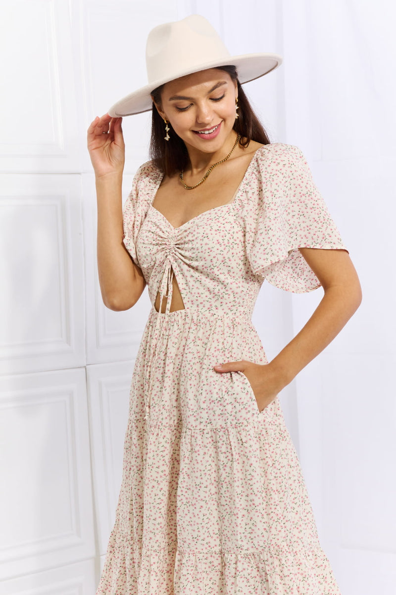 HEYSON Let It Grow Full Size Floral Tiered Ruffle Midi Dress